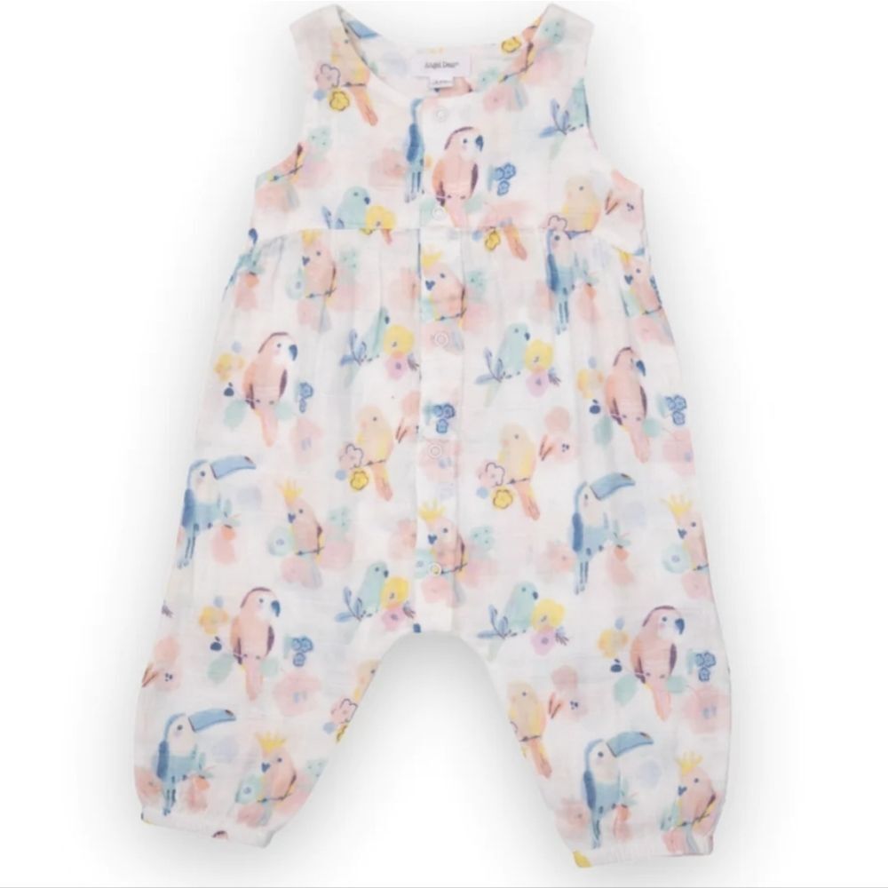 Angel Dear Muslin Snap Front Romper ~ Neopolitan Birds